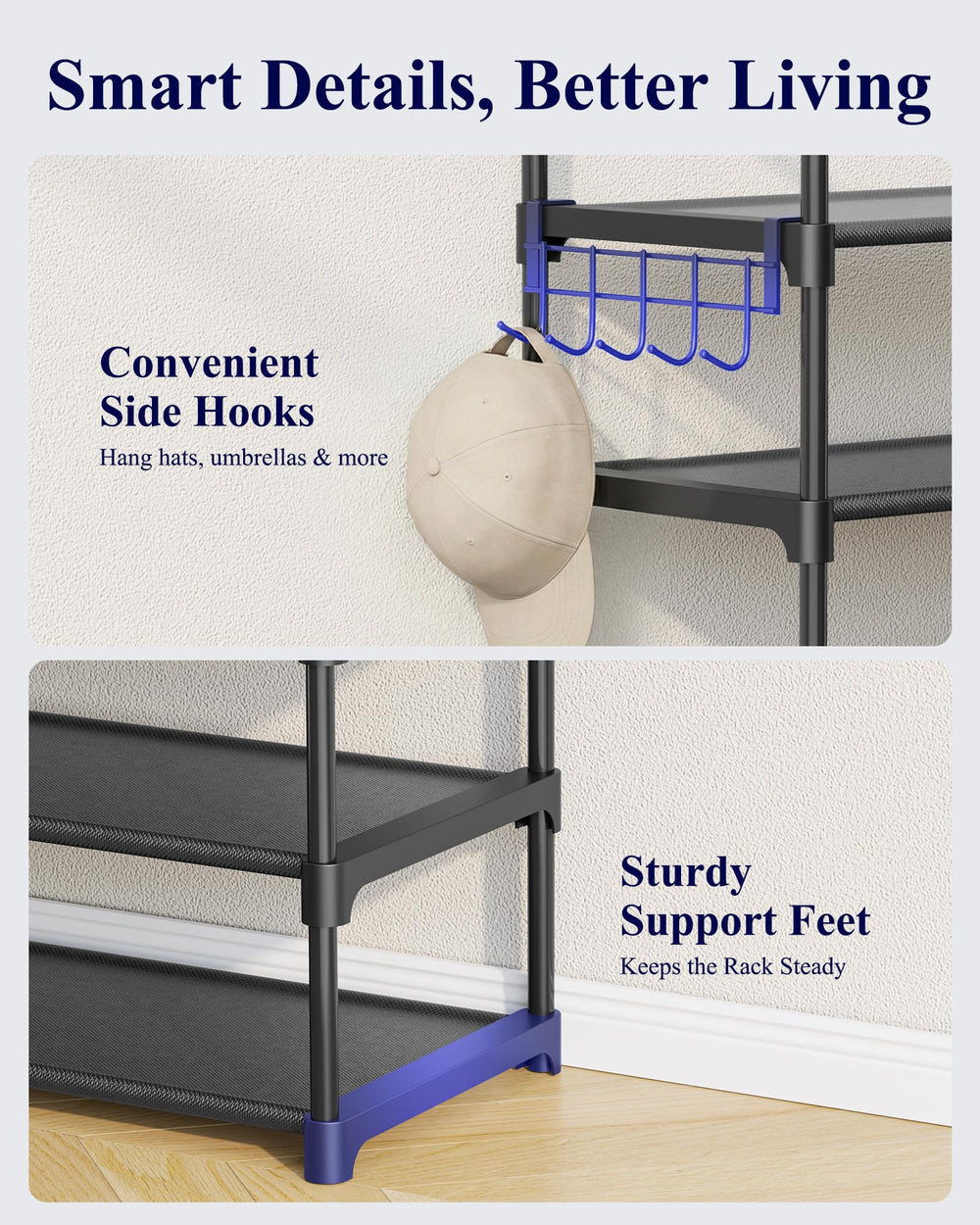 Kitsure rack configured with removed dividers to fit tall boots easily