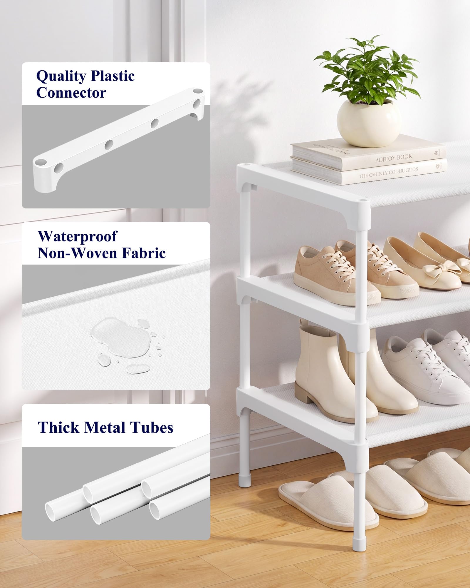 Kitsure shoe rack inside closet demonstrating compact vertical storage solution