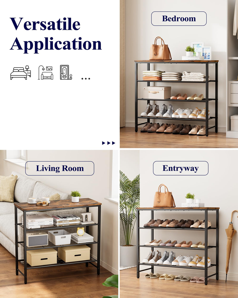 Kitsure shoe rack styled in an entryway to contain shoes and reduce clutter
