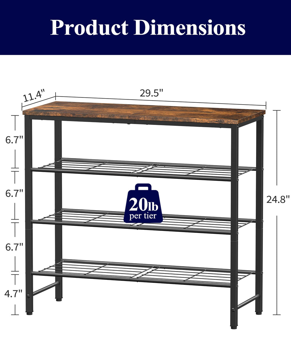 Kitsure shoe rack tier closeup showing sturdy metal tubes and wear-resistant panel