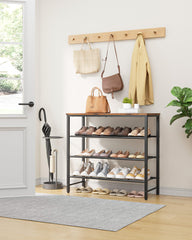 Kitsure shoe rack top shelf detail holding a bag and decor for extra storage