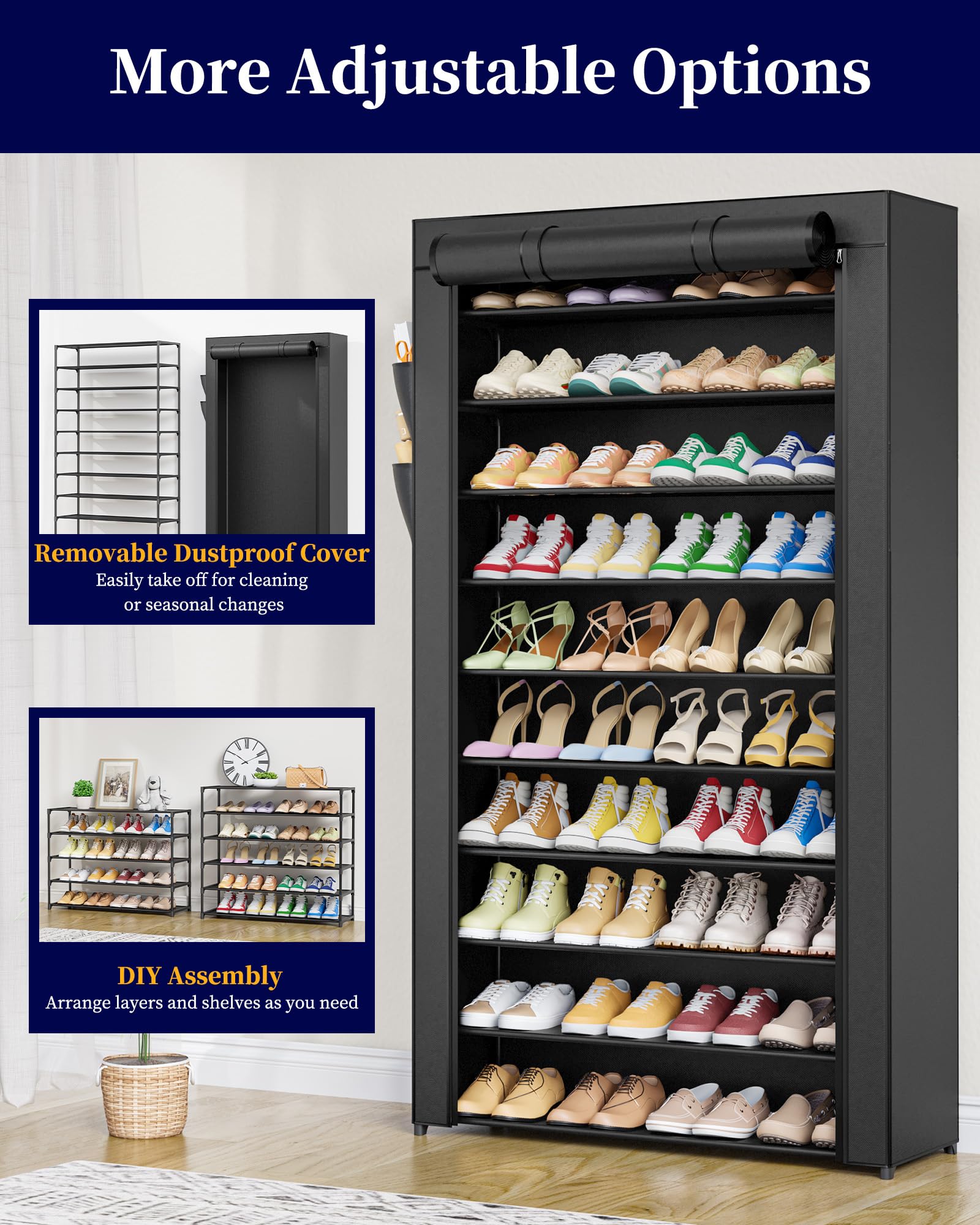 Kitsure side pocket storage holding brushes and socks to reduce clutter