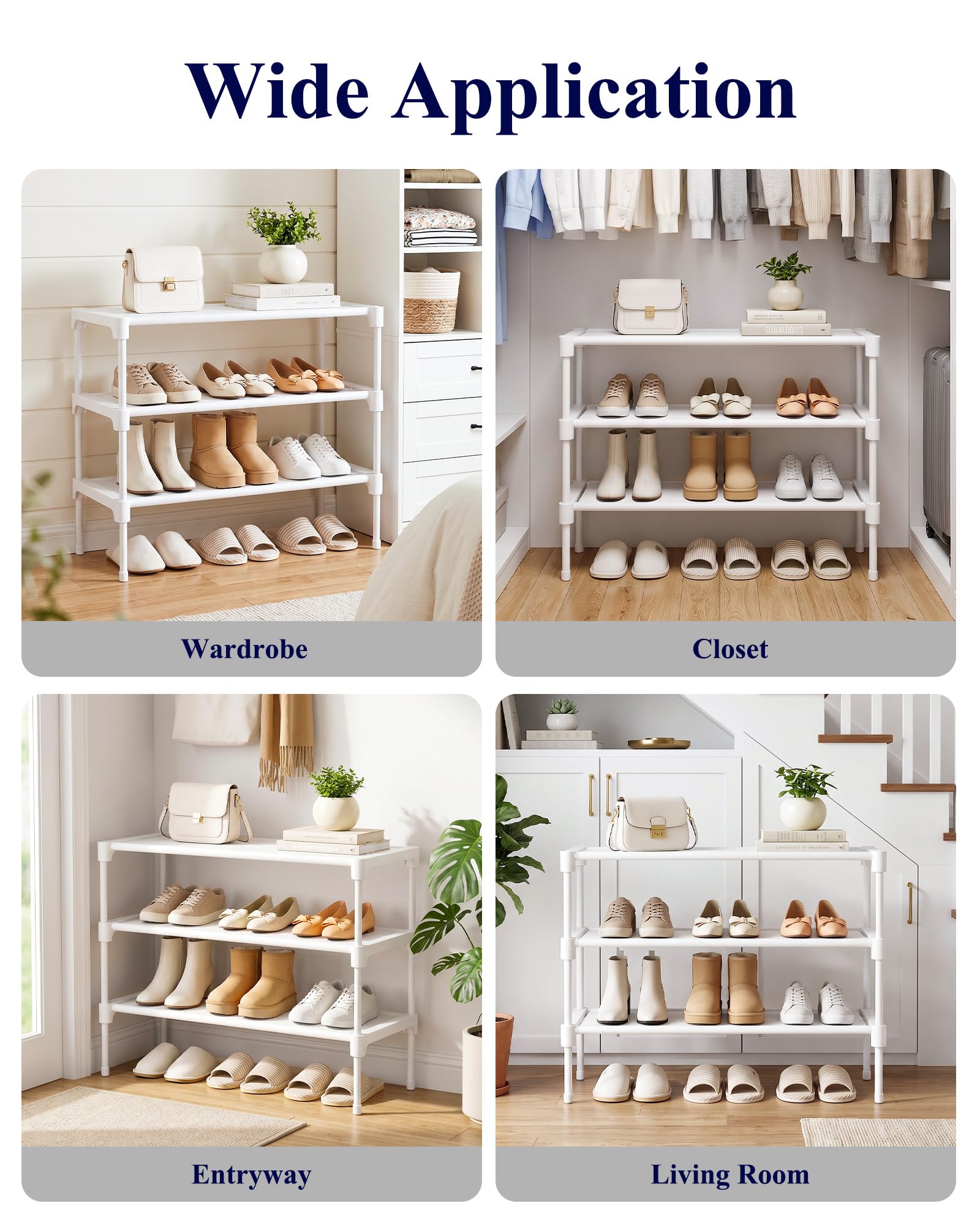 Kitsure white finish rack staged in living area blending with home decor