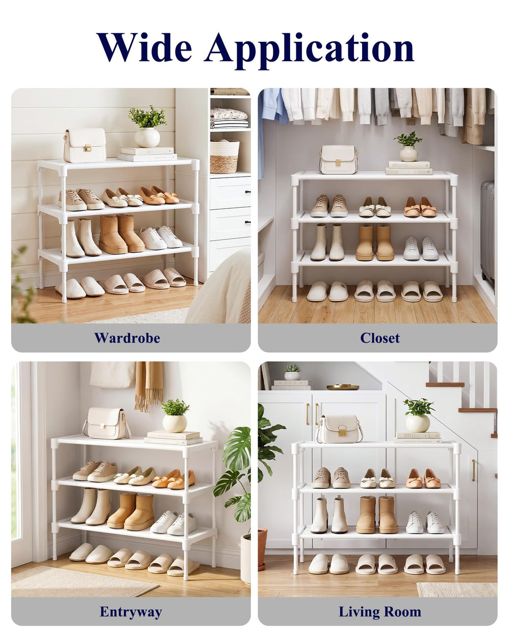 Kitsure white finish rack staged in living area blending with home decor
