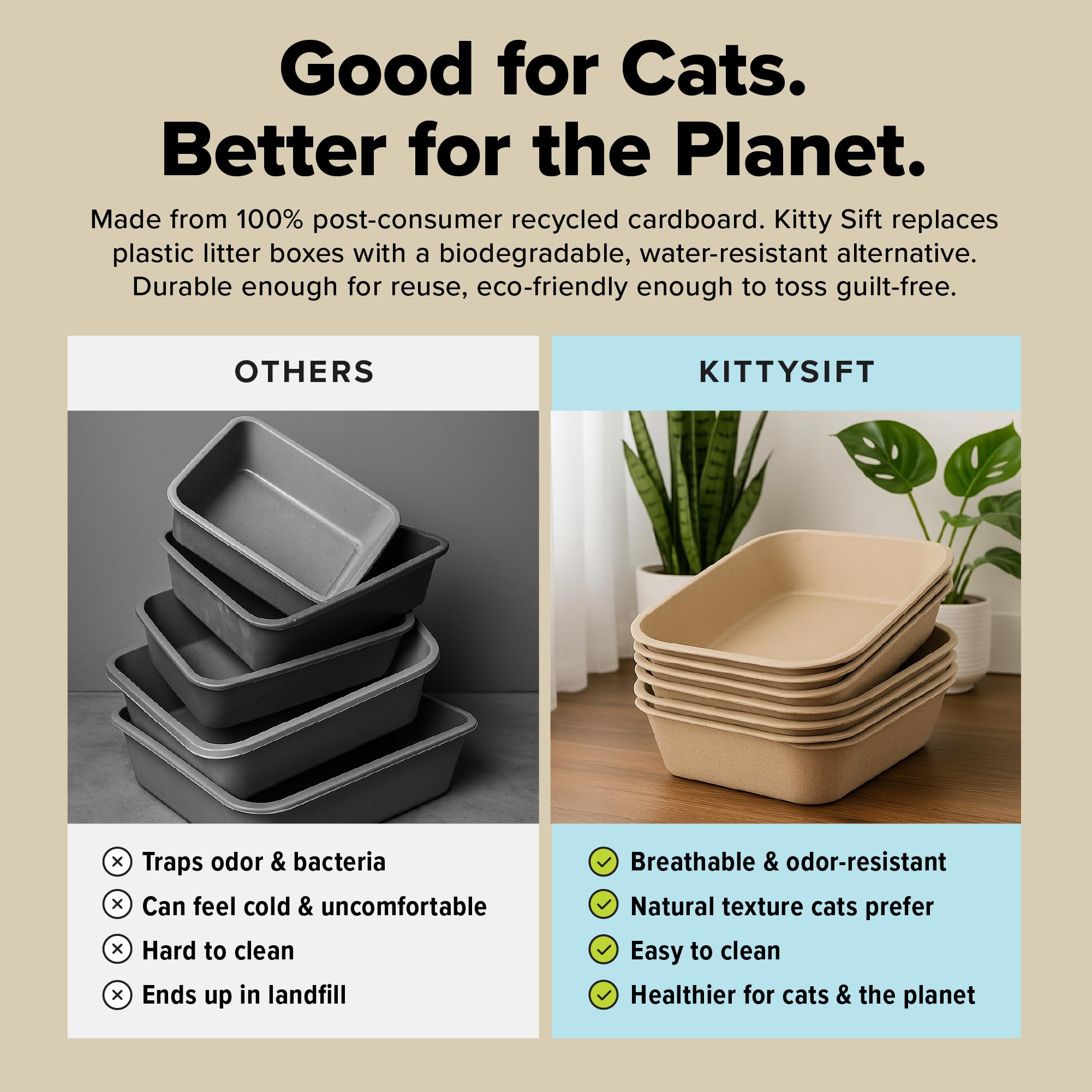 Kitty Sift roomy surface filled with litter for comfortable digging