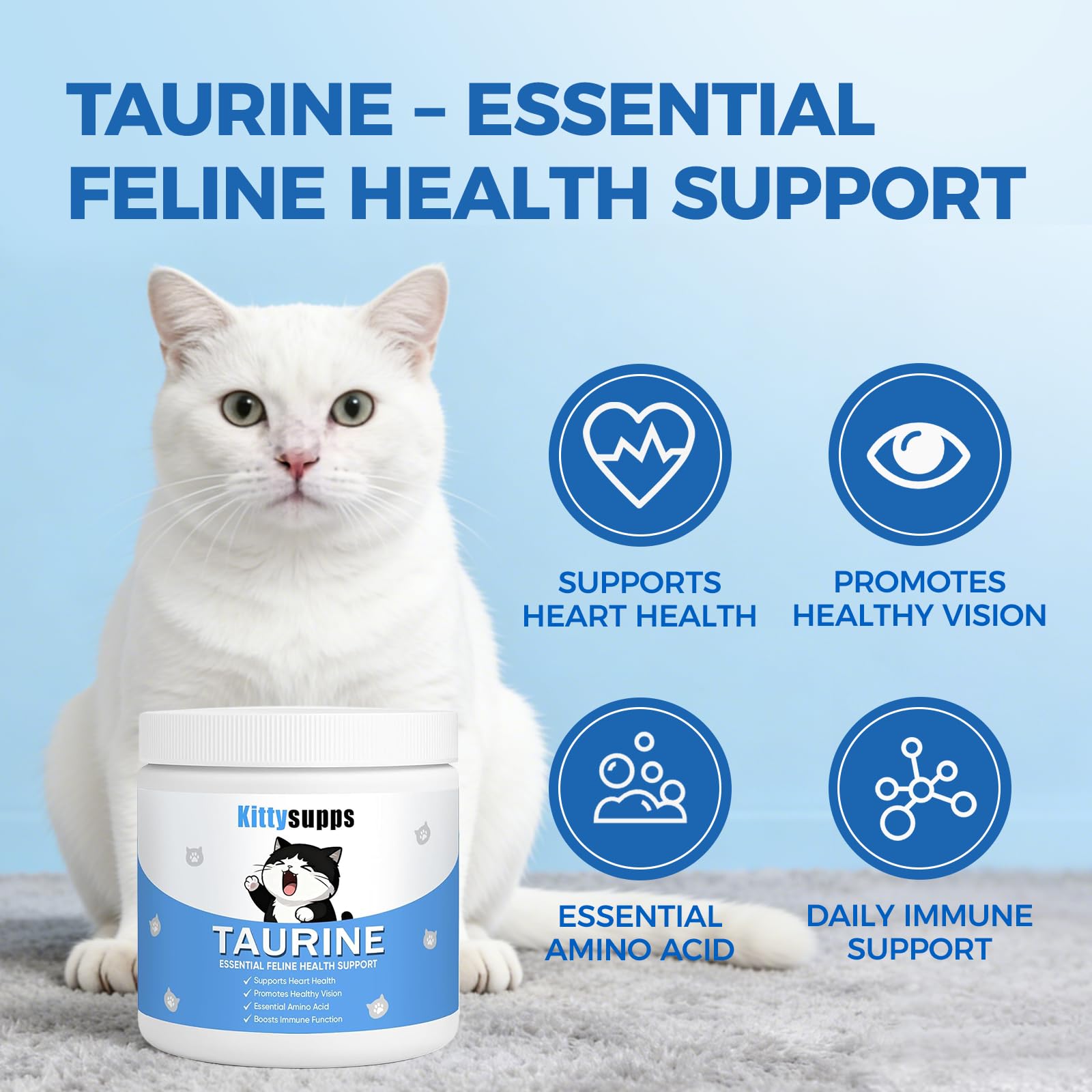 Kittysupps fine taurine powder texture close-up for easy mixing