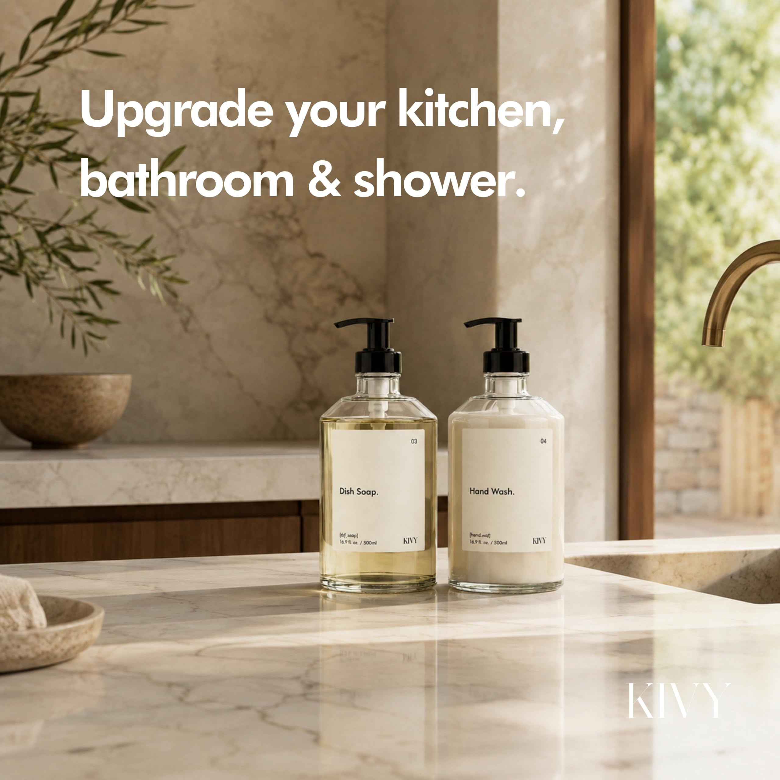 KIVY set on bathroom counter illustrating coordinated look and durability
