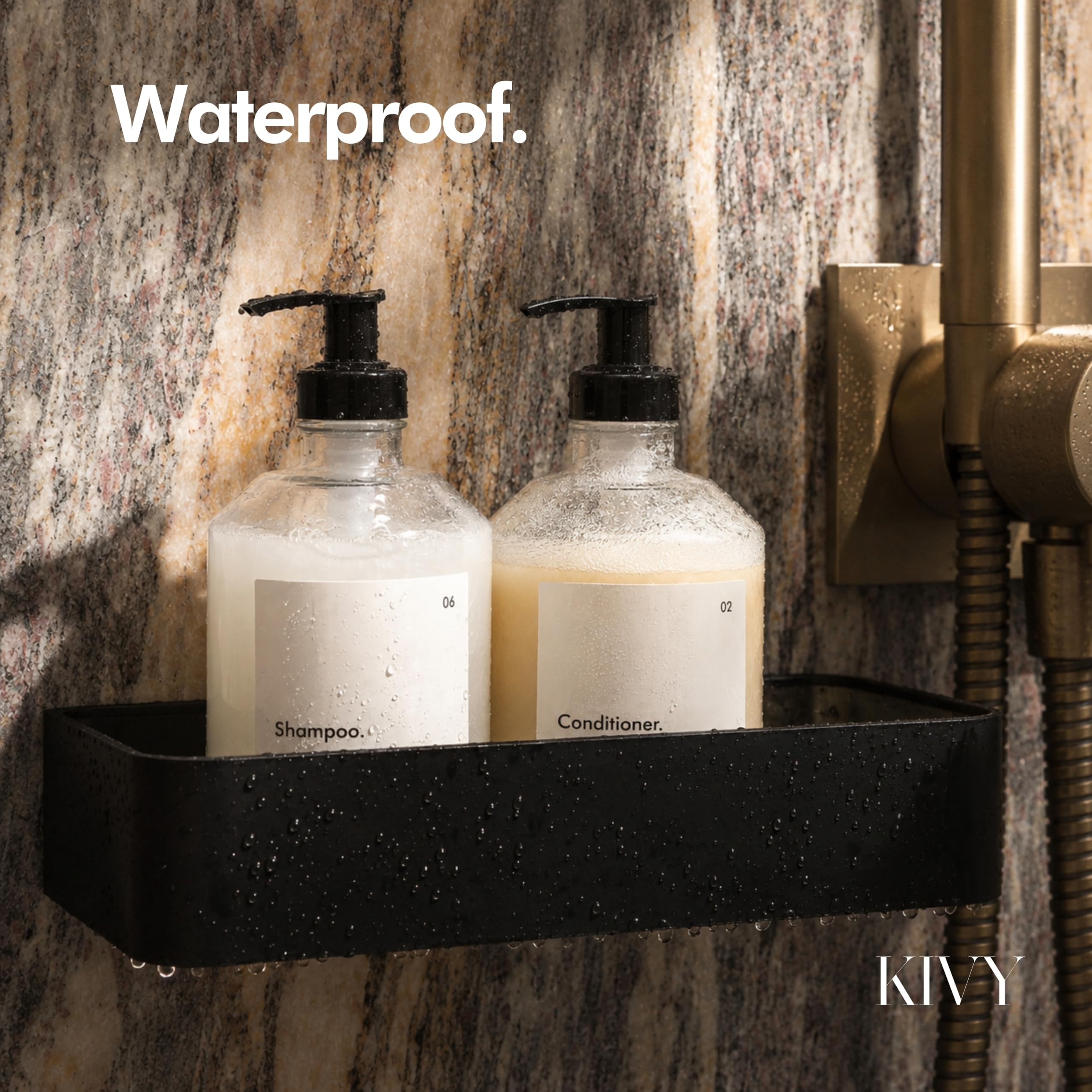 KIVY dispensers beside kitchen sink demonstrating organized, stylish storage