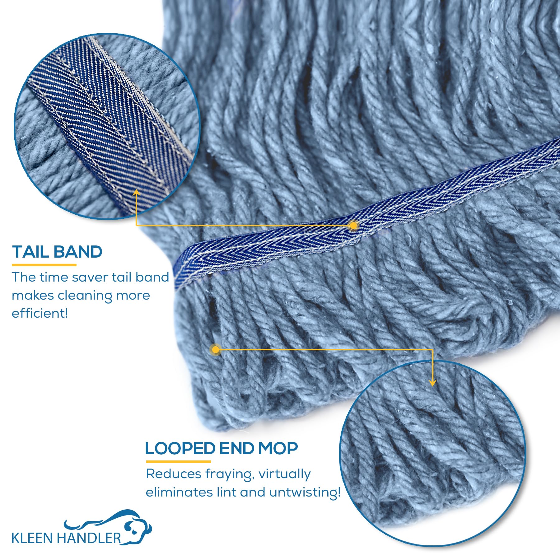 KLEEN HANDLER wet mop absorption demo showing moisture retention for efficient cleaning