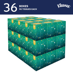 Kleenex top view of upright box with easy single-sheet dispensing benefit