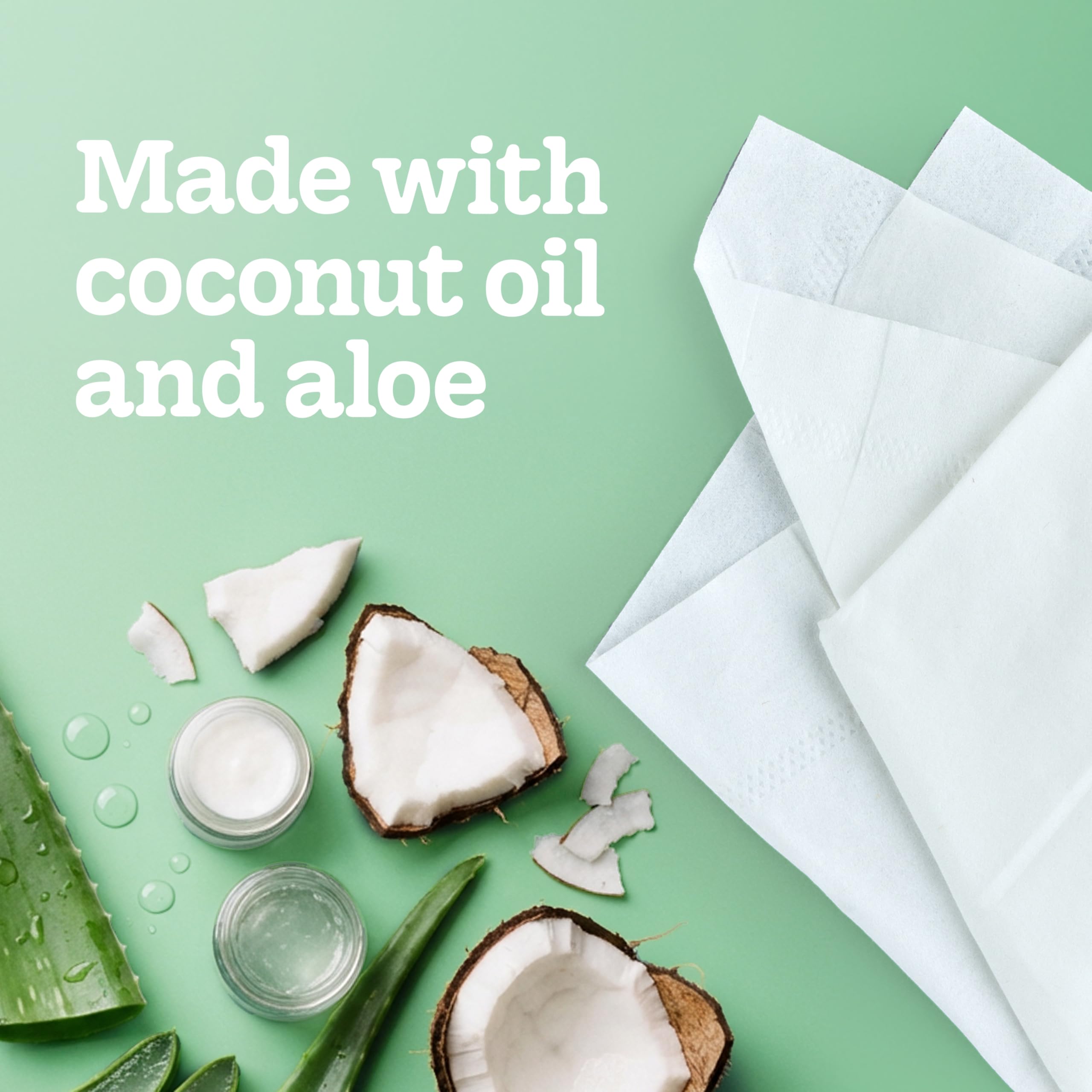 Kleenex lotion box label showing coconut oil and aloe ingredients