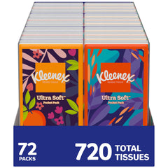 Kleenex front packaging showing travel pack design and portability benefit