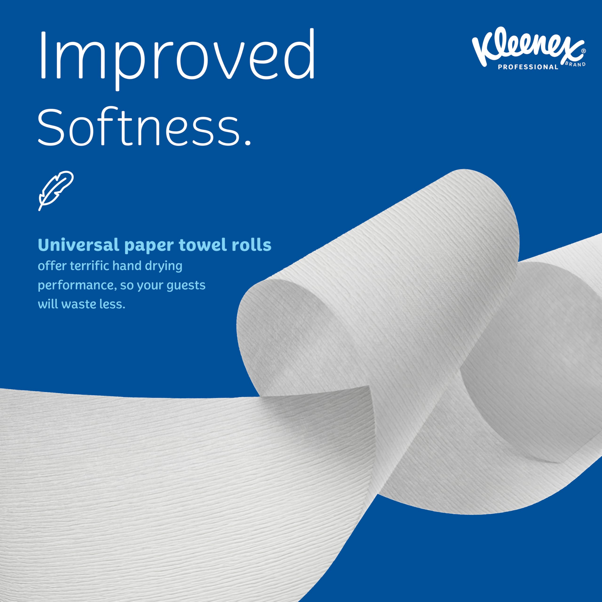 Kleenex roll installed in a commercial dispenser, easy maintenance