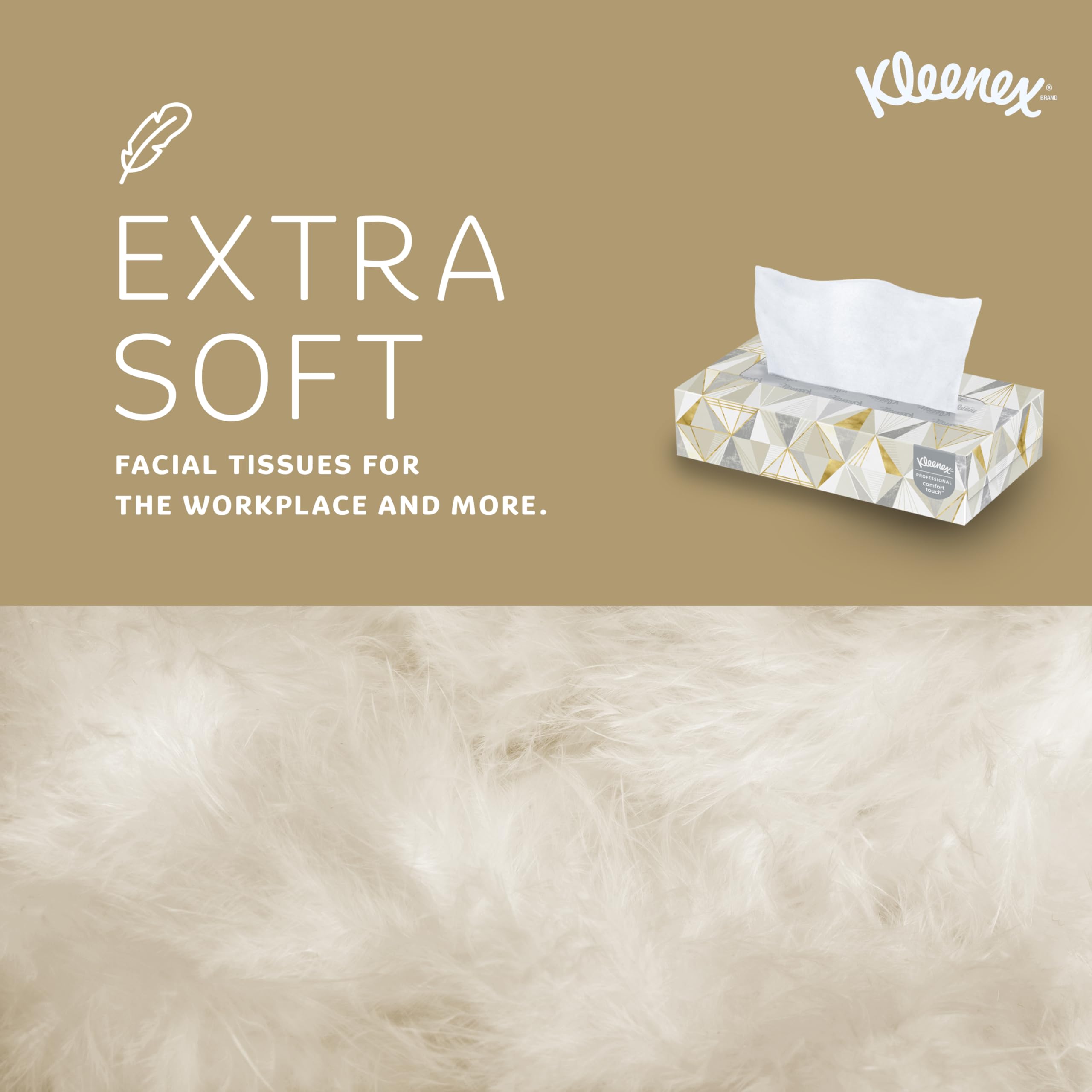 Stacked Kleenex boxes in storage illustrating bulk supply and space savings