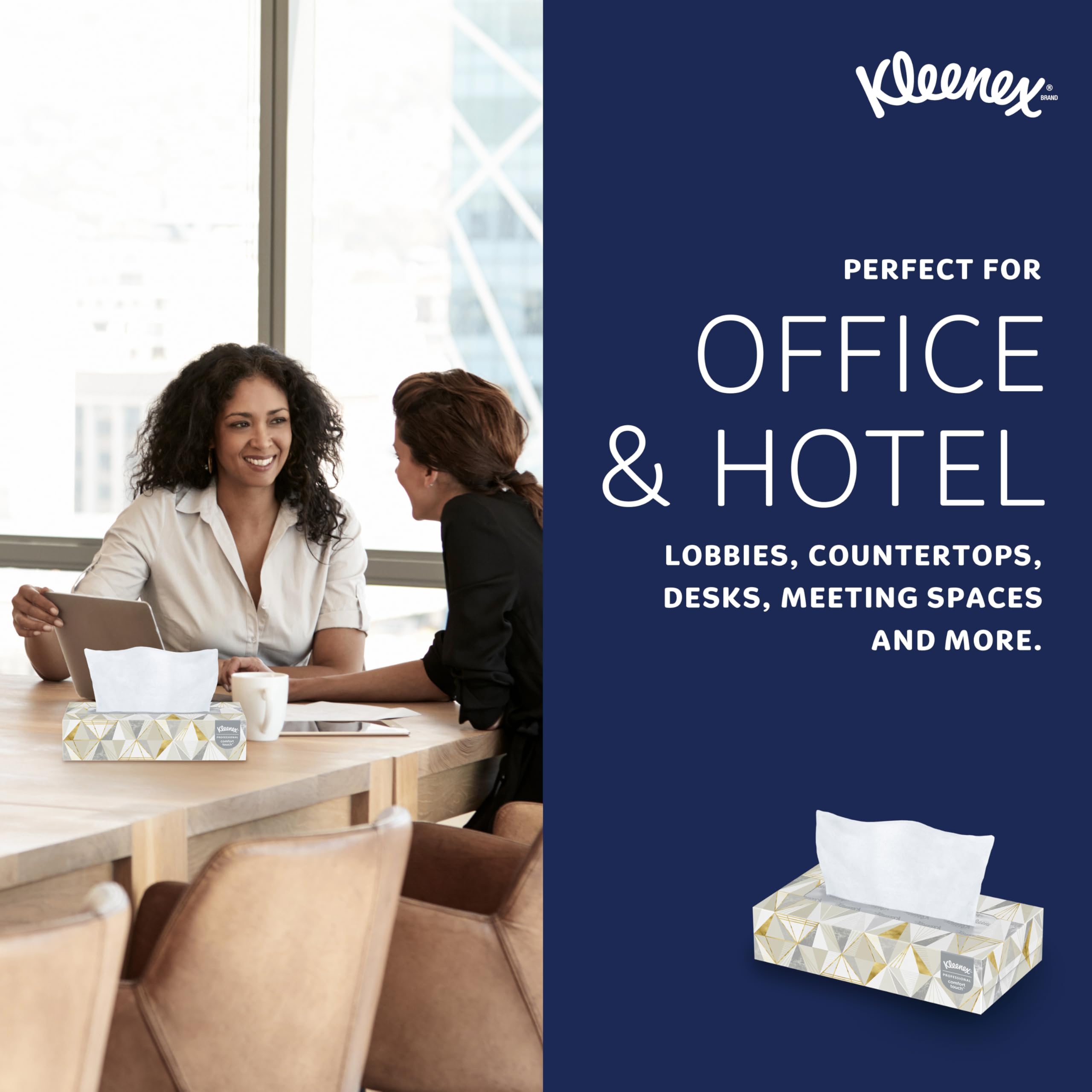 Close-up of Kleenex two-ply edge revealing strength and improved absorbency