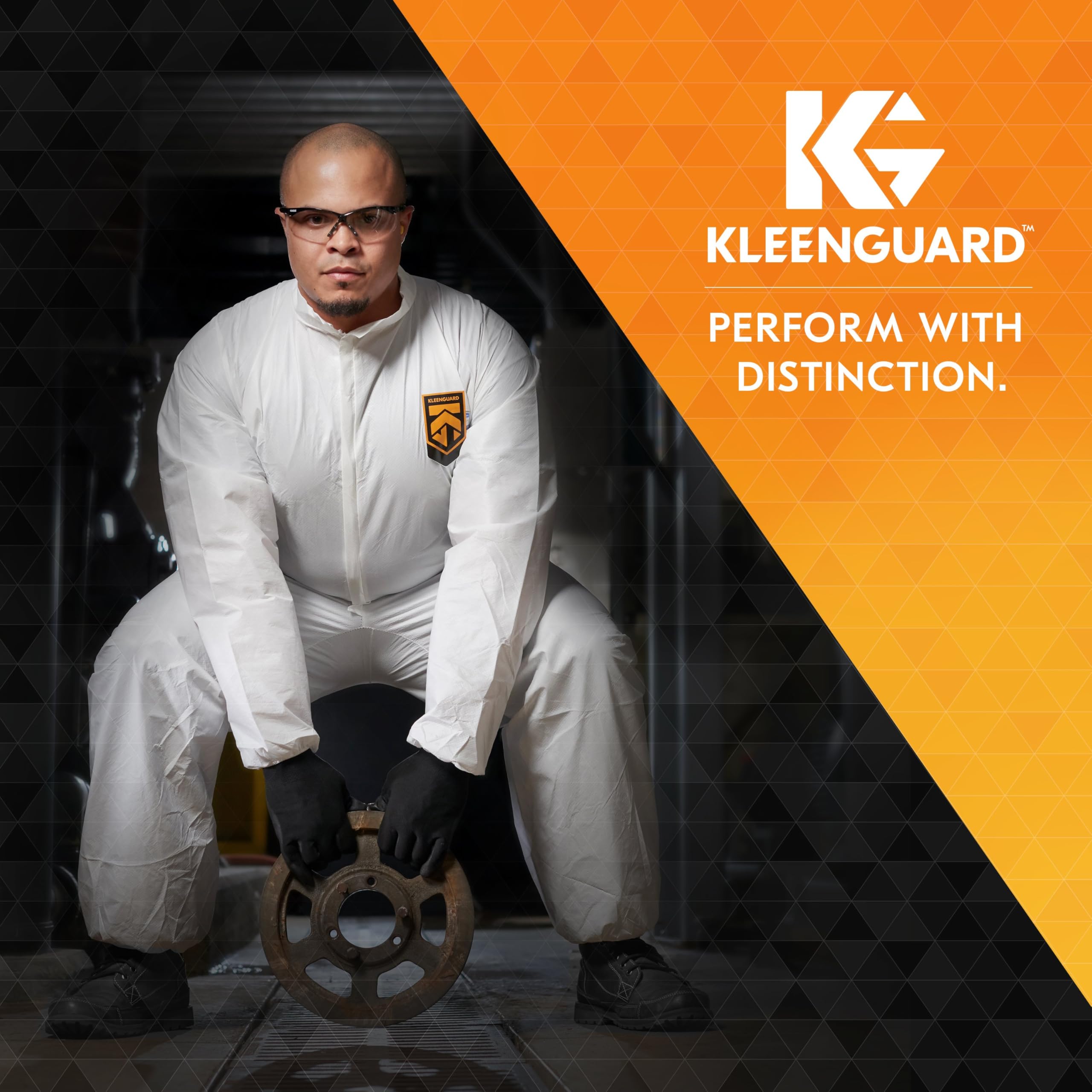 KleenGuard Nemesis lens close-up revealing mirror coating and impact-resistant polycarbonate benefit: UV and impact defense