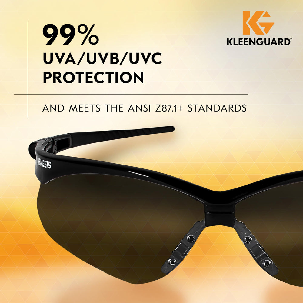 KleenGuard Nemesis with neck cord displayed ready-to-wear benefit: keeps glasses accessible