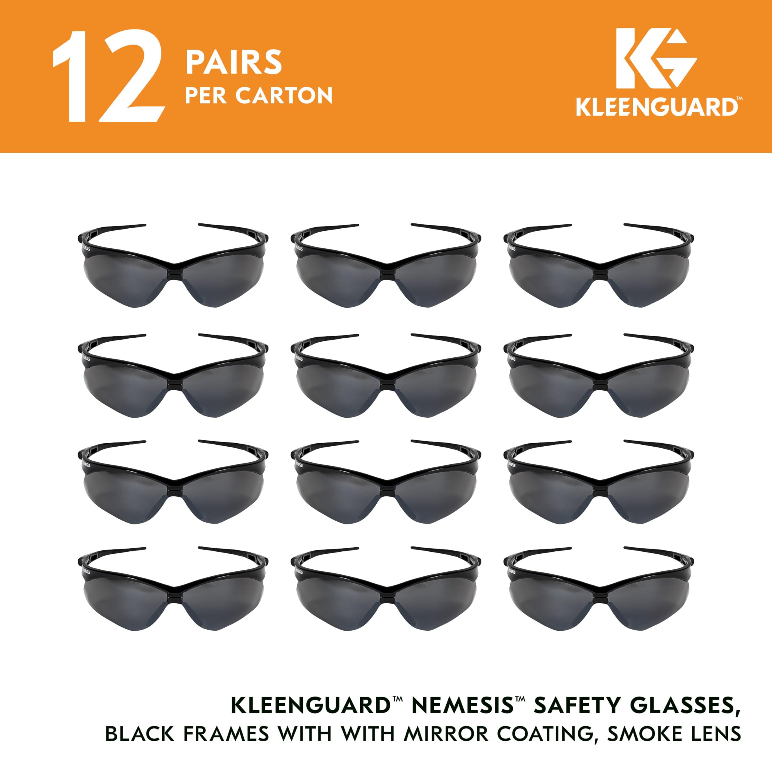 KleenGuard Nemesis side profile highlighting wraparound curve and frame fit benefit: extended peripheral coverage