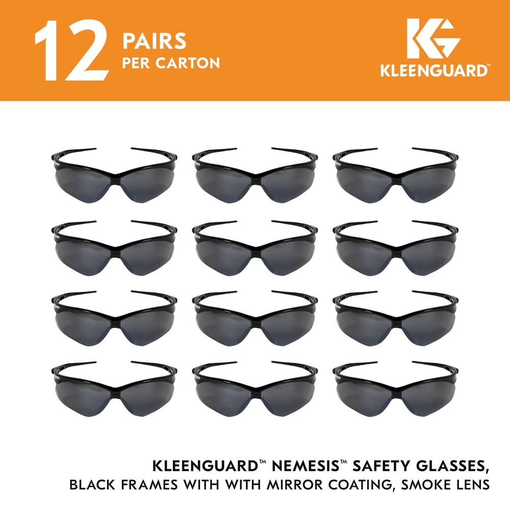 KleenGuard Nemesis side profile highlighting wraparound curve and frame fit benefit: extended peripheral coverage