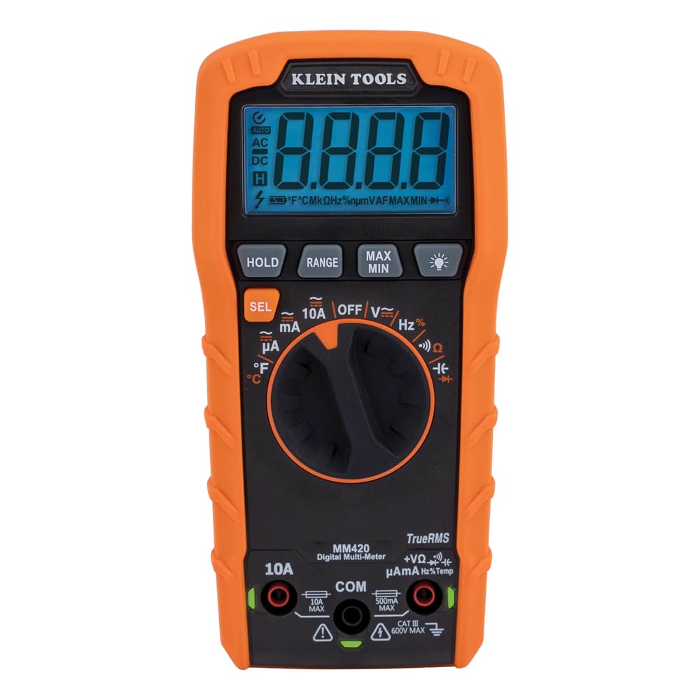 Klein Tools MM420 backlit display in low light for improved visibility