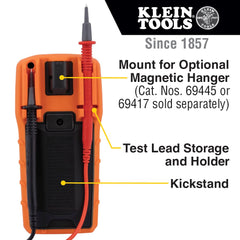 Klein Tools MM420 test leads with CAT safety caps for secure measurements