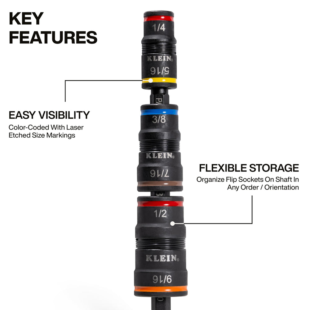 KLEIN TOOLS 32933 5-inch shaft with quick-connect end, enables fast attachment to impact drivers