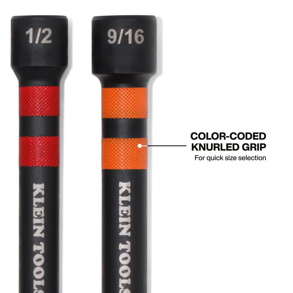 Klein Tools color-coded handles for quick size identification on the job