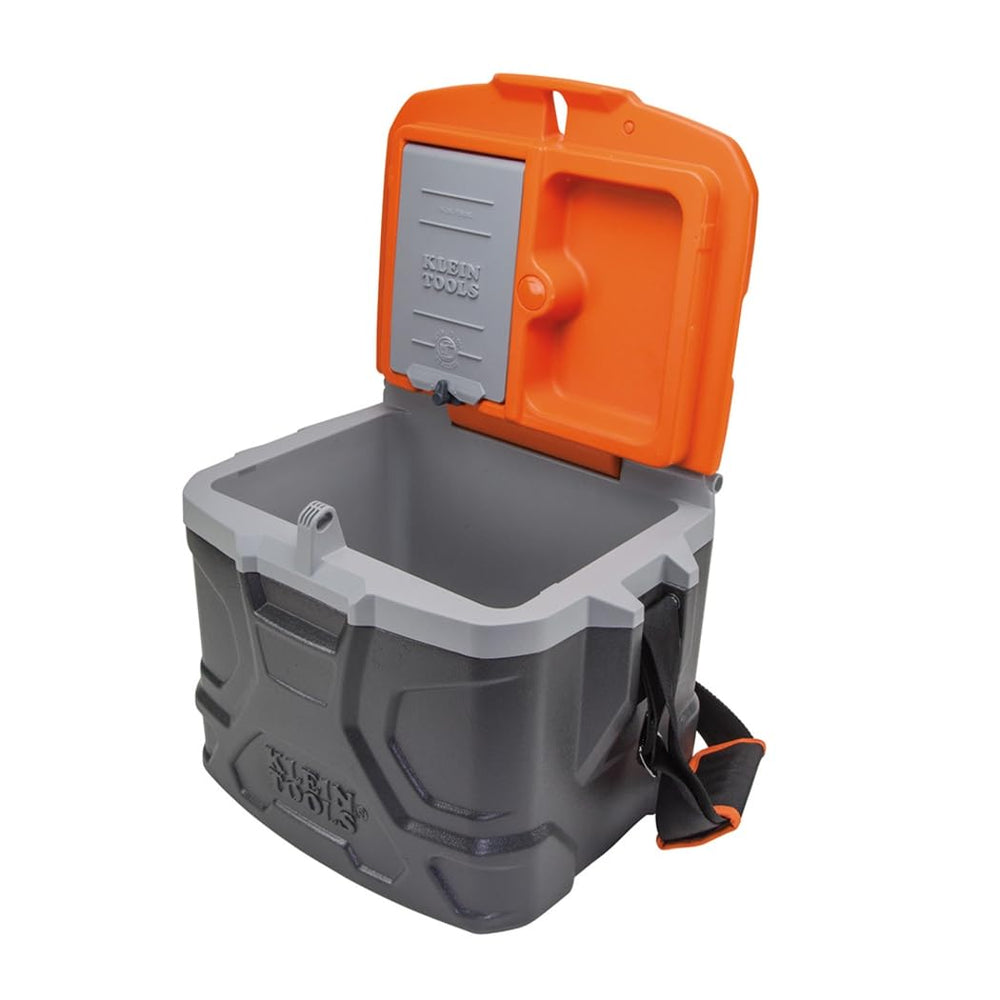 Klein Tools lock hasp close-up benefit: allows optional padlock security