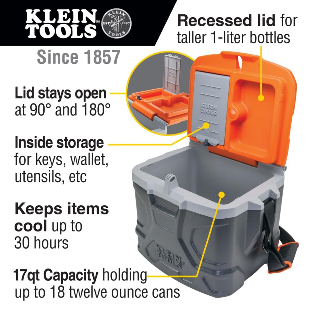 Klein Tools recessed lid with 1L bottles upright benefit: saves interior space