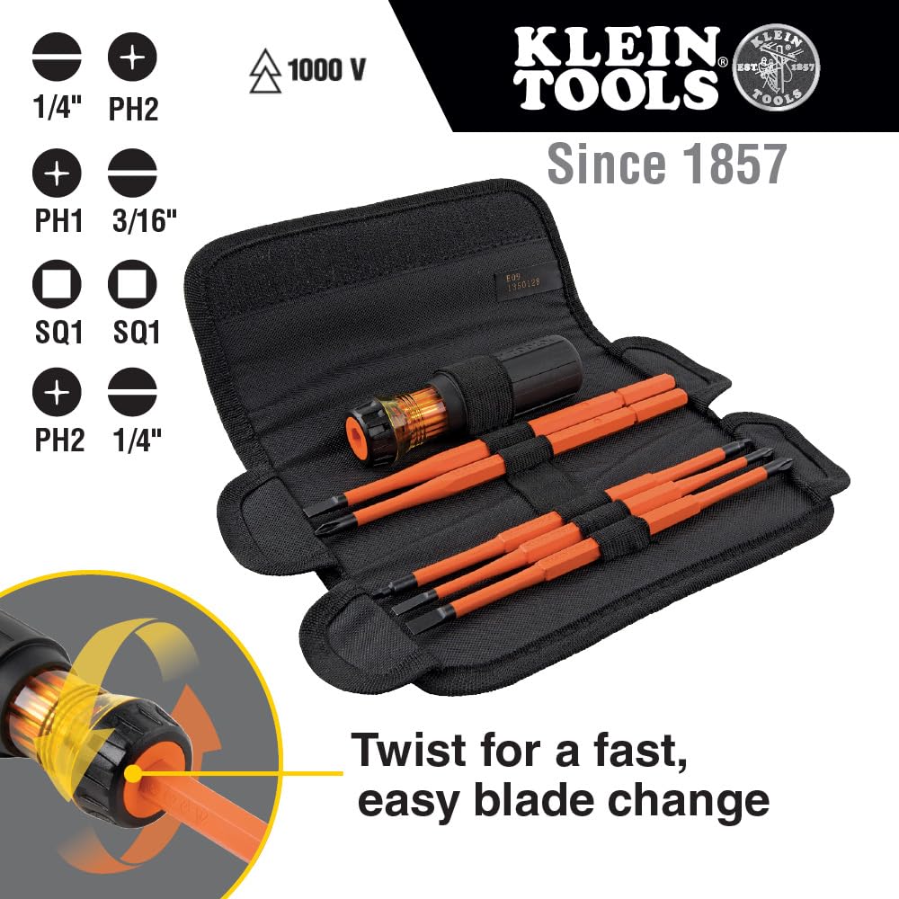 Klein Tools orange insulated handle close-up for comfortable grip