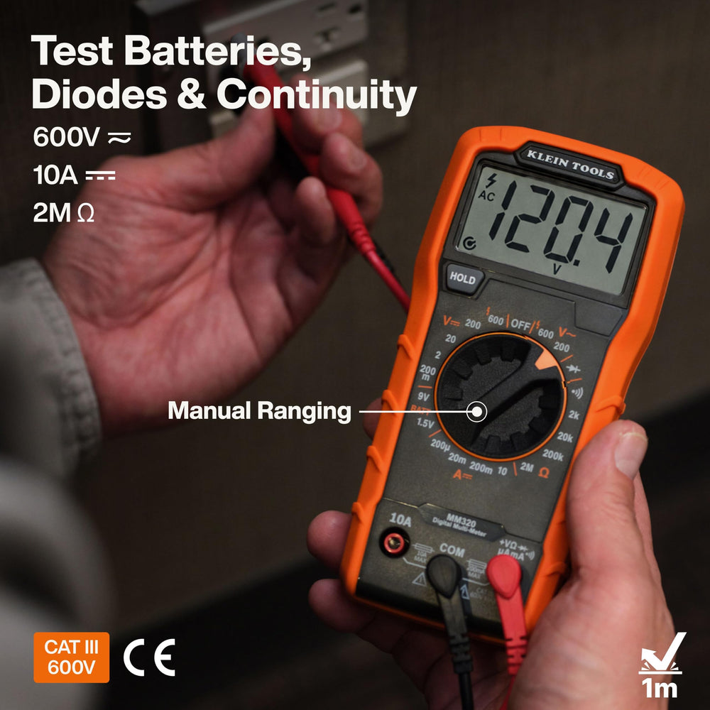 Klein Tools NCVT1XT held near cable detecting voltage without contact for safety