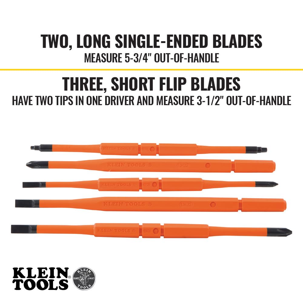 Klein Tools slim-tip Phillips blade close-up for access to tight screws