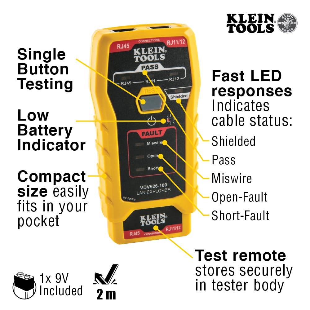 Klein Tools remote stored inside tester body for secure transport