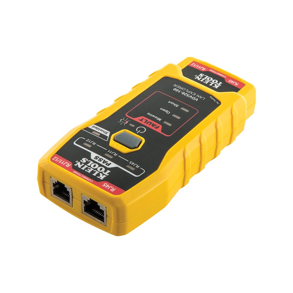 Klein Tools tester connected to RJ45 demonstrating network compatibility