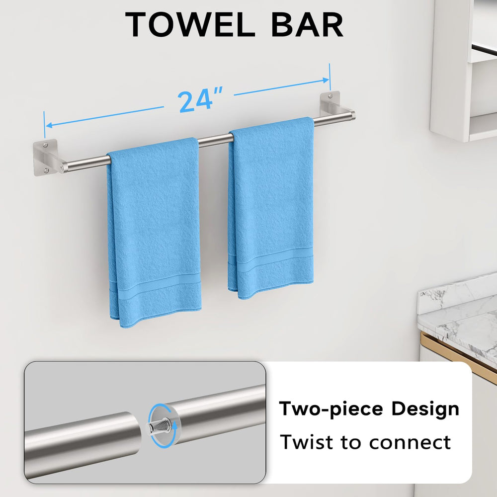 KLJKPA close-up of towel bar texture showing brushed nickel finish and rust-resistant benefit