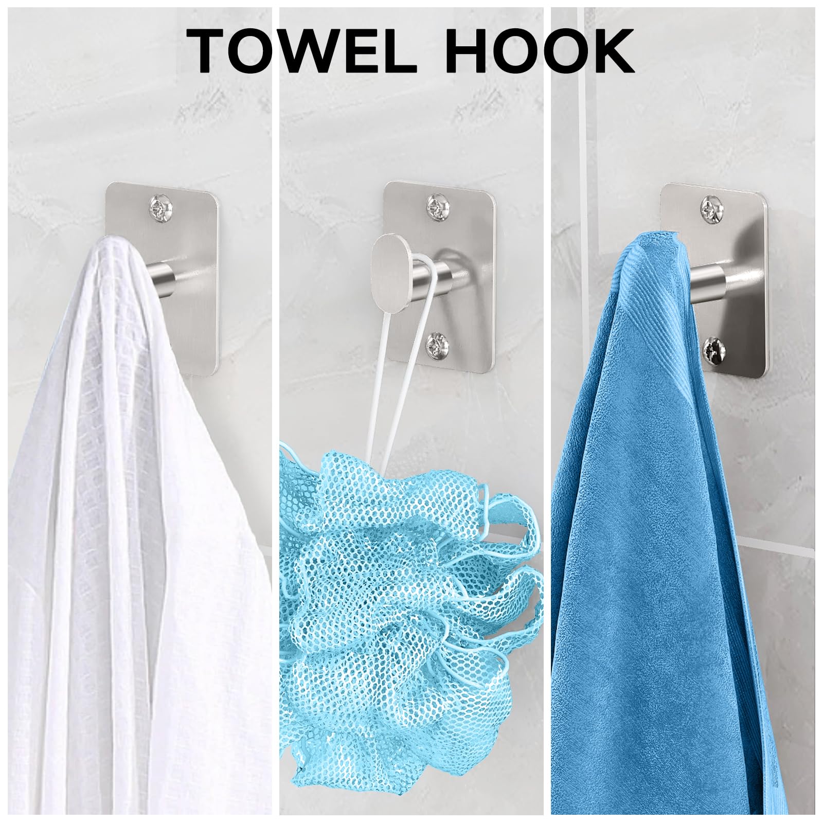 KLJKPA towel hook detail with included screws illustrating secure mounting and durability
