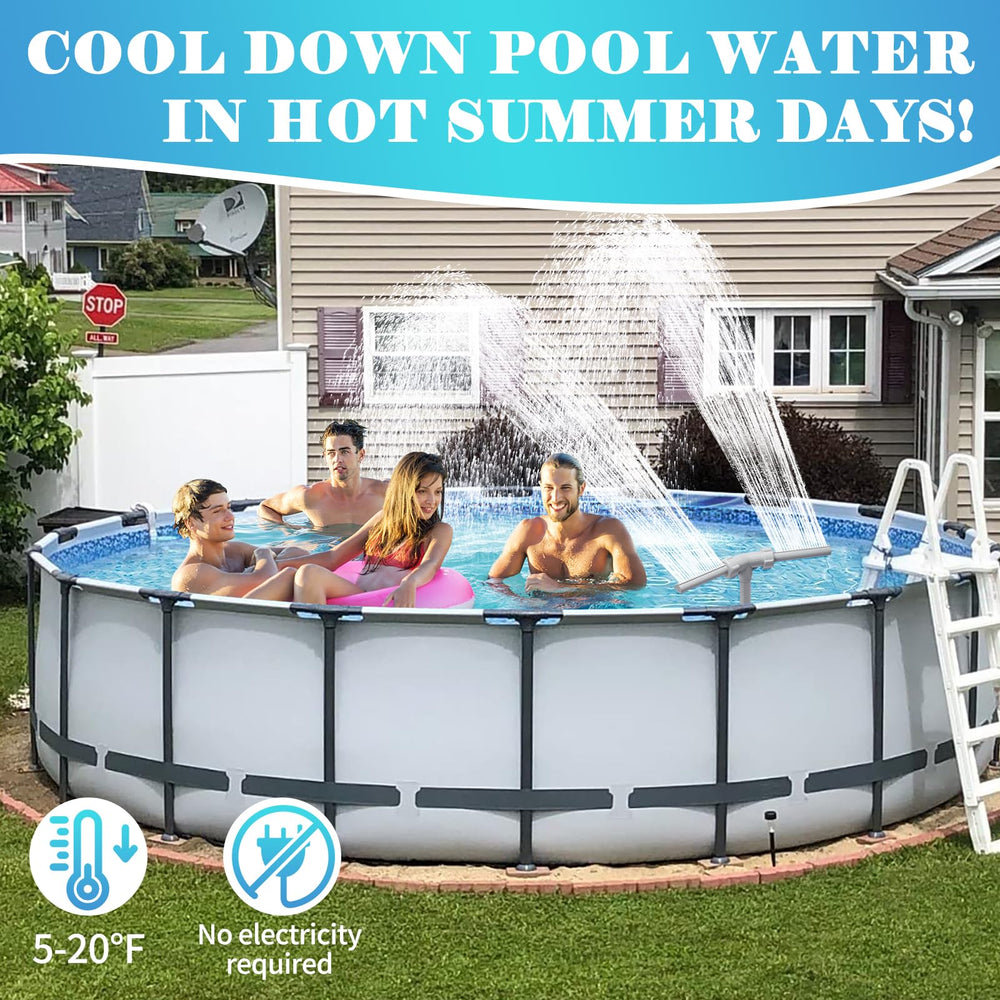 klleyna fountain in backyard pool party scene adding decorative sound and fun