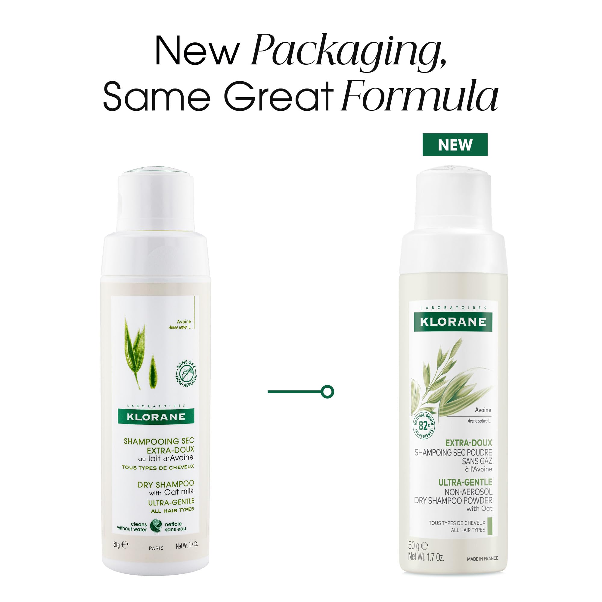 Lifestyle bathroom counter with Klorane oat milk powder illustrating quick refresh routine and time-saving benefit