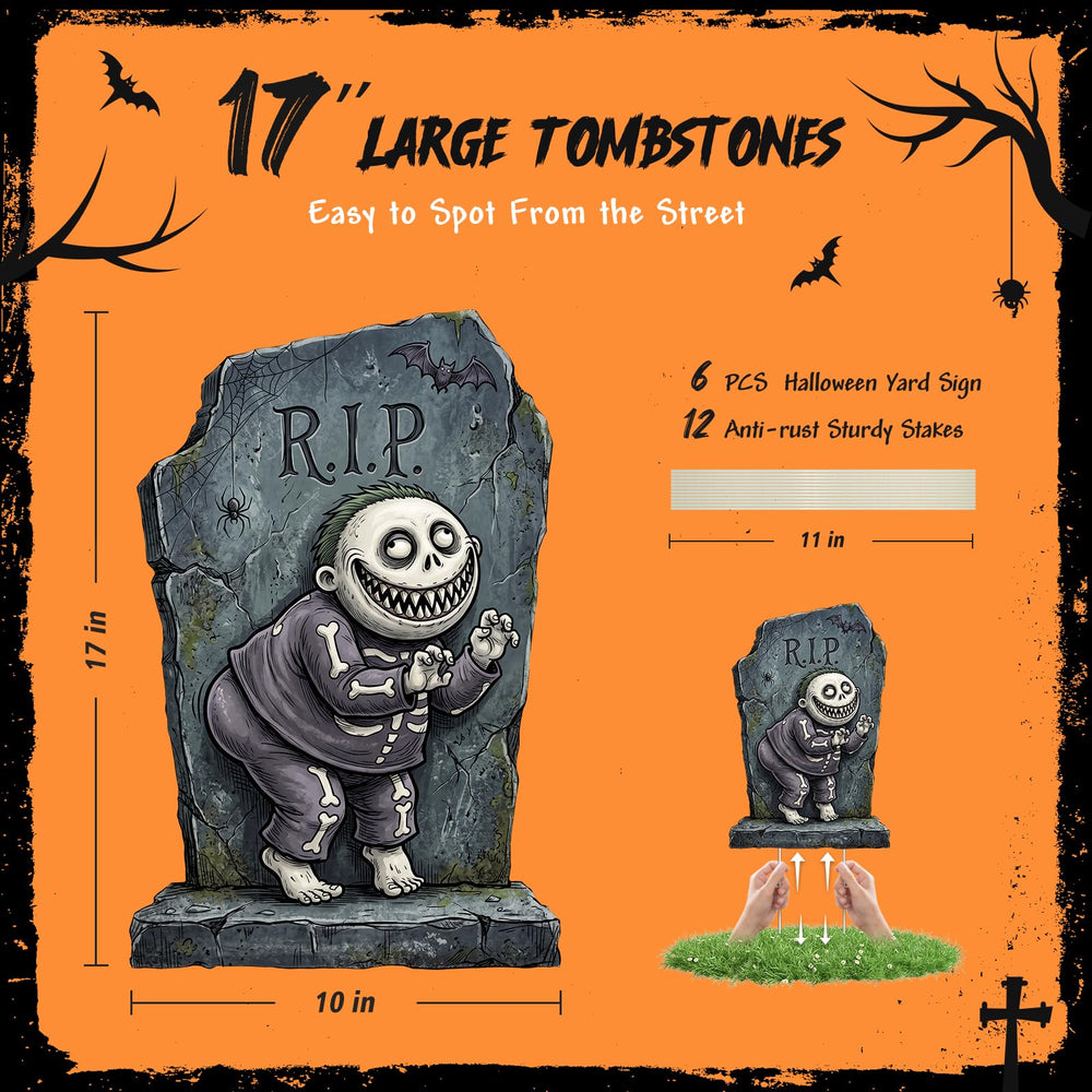 KLYRO pathway lined with tombstones guiding guests and trick-or-treaters benefit