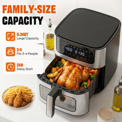 KMFurnila open basket demonstrating 6.3QT capacity for one-batch meals