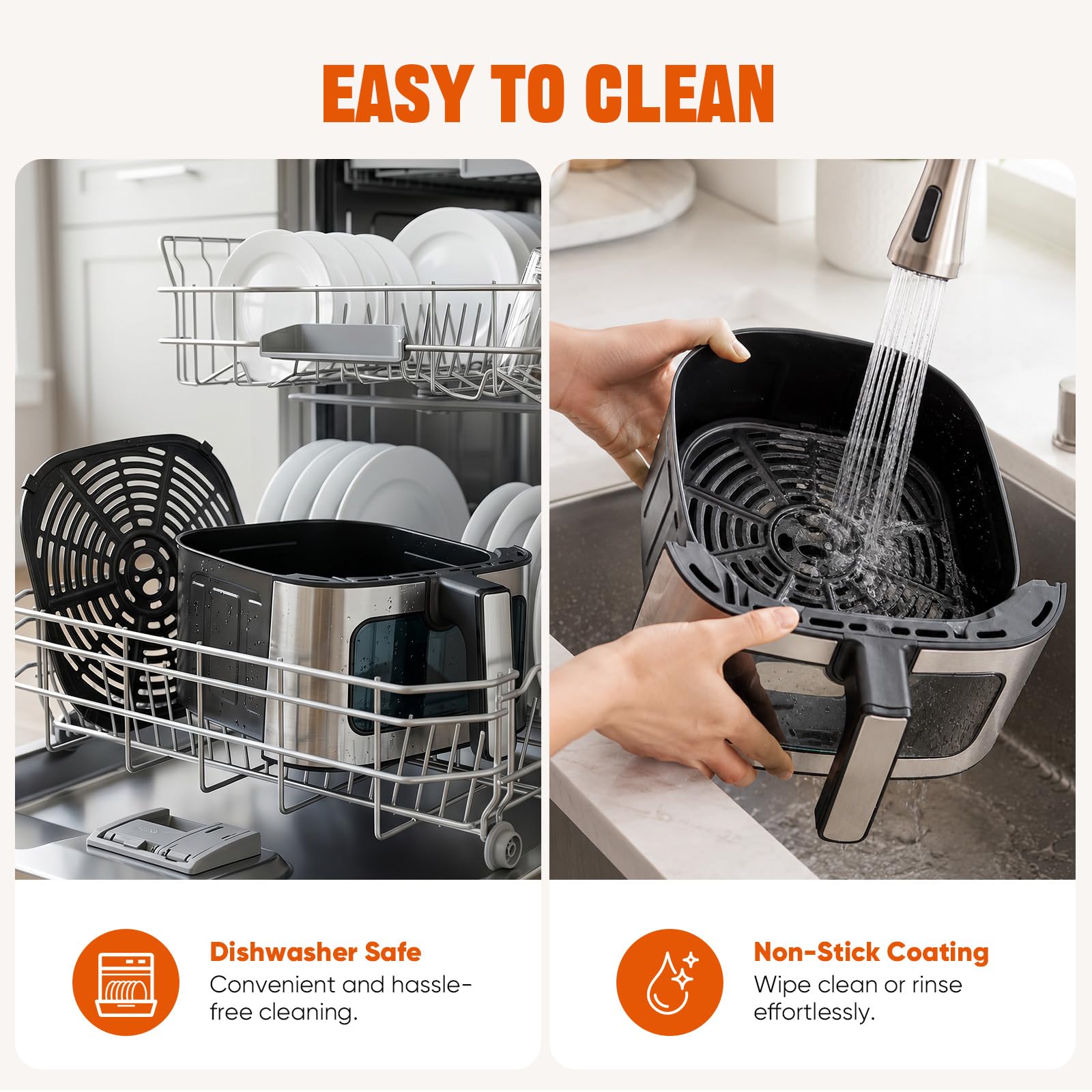 KMFurnila removable parts in dishwasher to show simple cleanup benefit