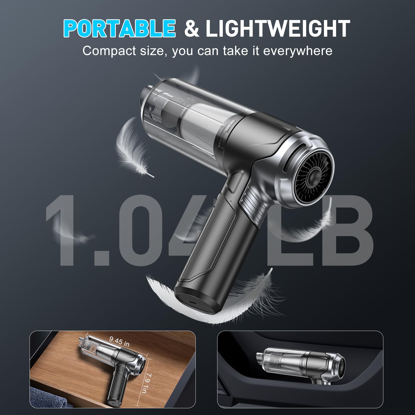 KMM size and weight comparison showing lightweight 1.04 lb portability benefit
