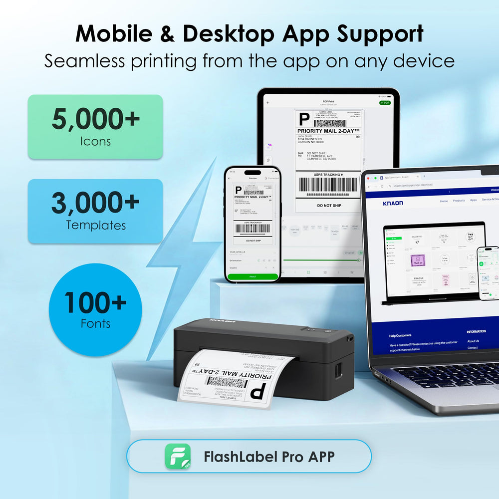 KNAON mobile app screen editing label templates for fast customization and print control