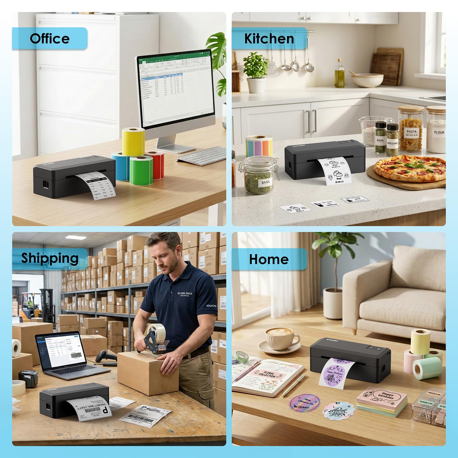 KNAON product box with included starter rolls for immediate testing and setup