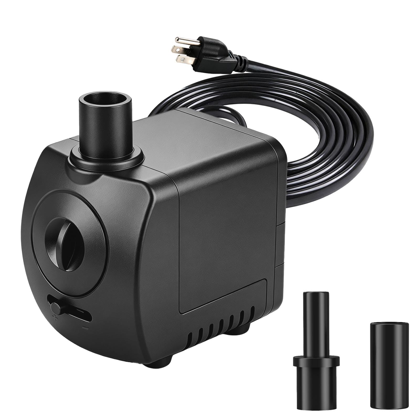 Knifel pump front view showing compact casing and intake, quieter operation