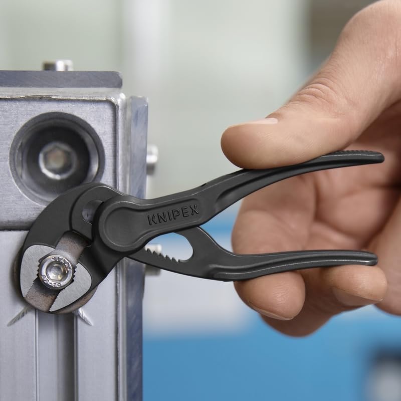 KNIPEX Cobra XS push-button adjustment visible for quick one-handed changes