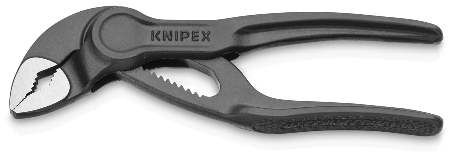 KNIPEX Cobra XS close-up of hardened teeth delivering secure, slip-resistant grip
