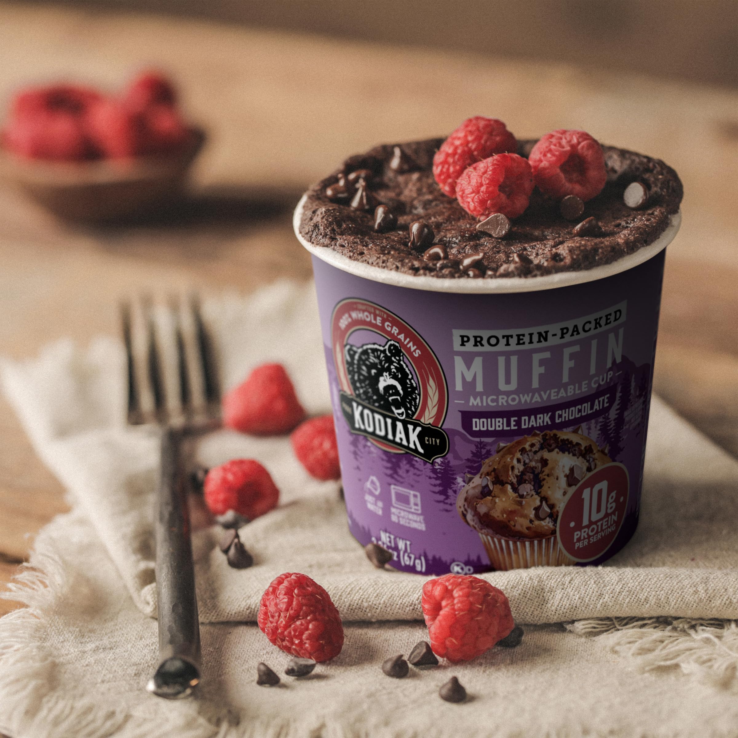 Kodiak Cakes muffin served on a breakfast table illustrating quick, nourishing snack