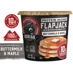 Kodiak Cakes finished flapjack with syrup demonstrating warm ready-to-eat benefit