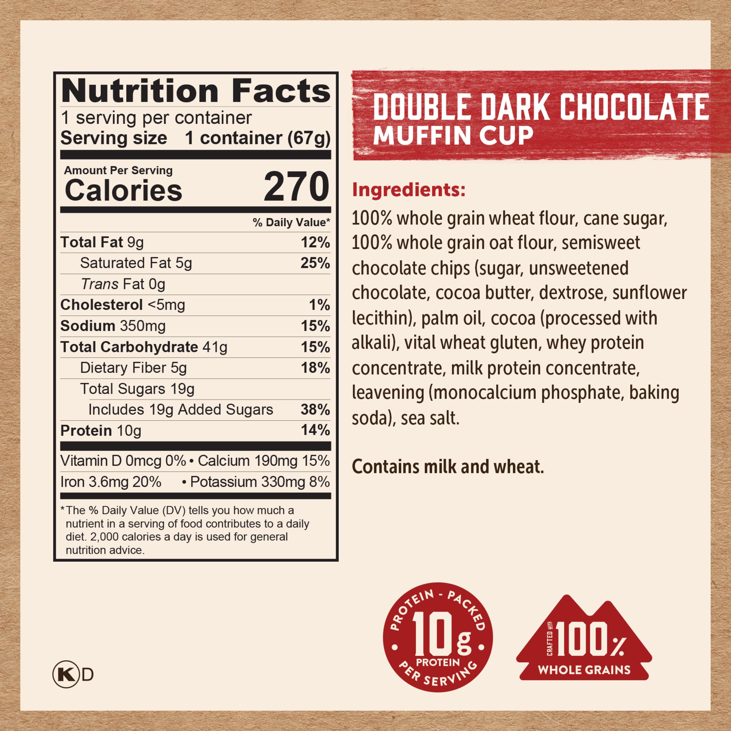 Kodiak Cakes opened muffin mix pouch showing texture and whole grain pieces